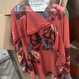 KEEPSAKE the Label Rust Floral Ruffle Blouse